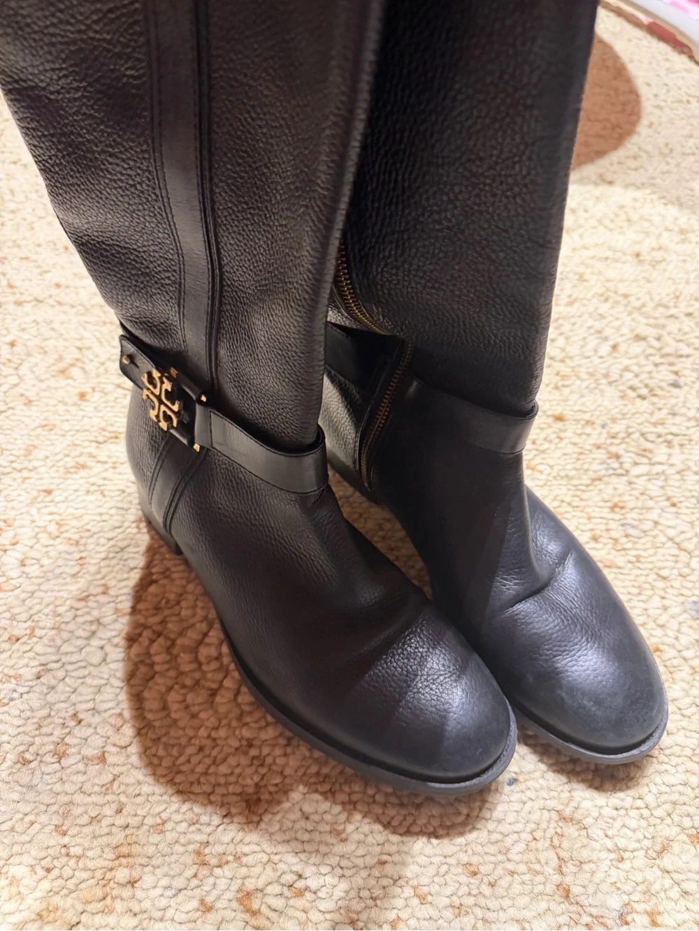 Tory Burch Classic Black Leather Knee-High Women's Riding Boots 11